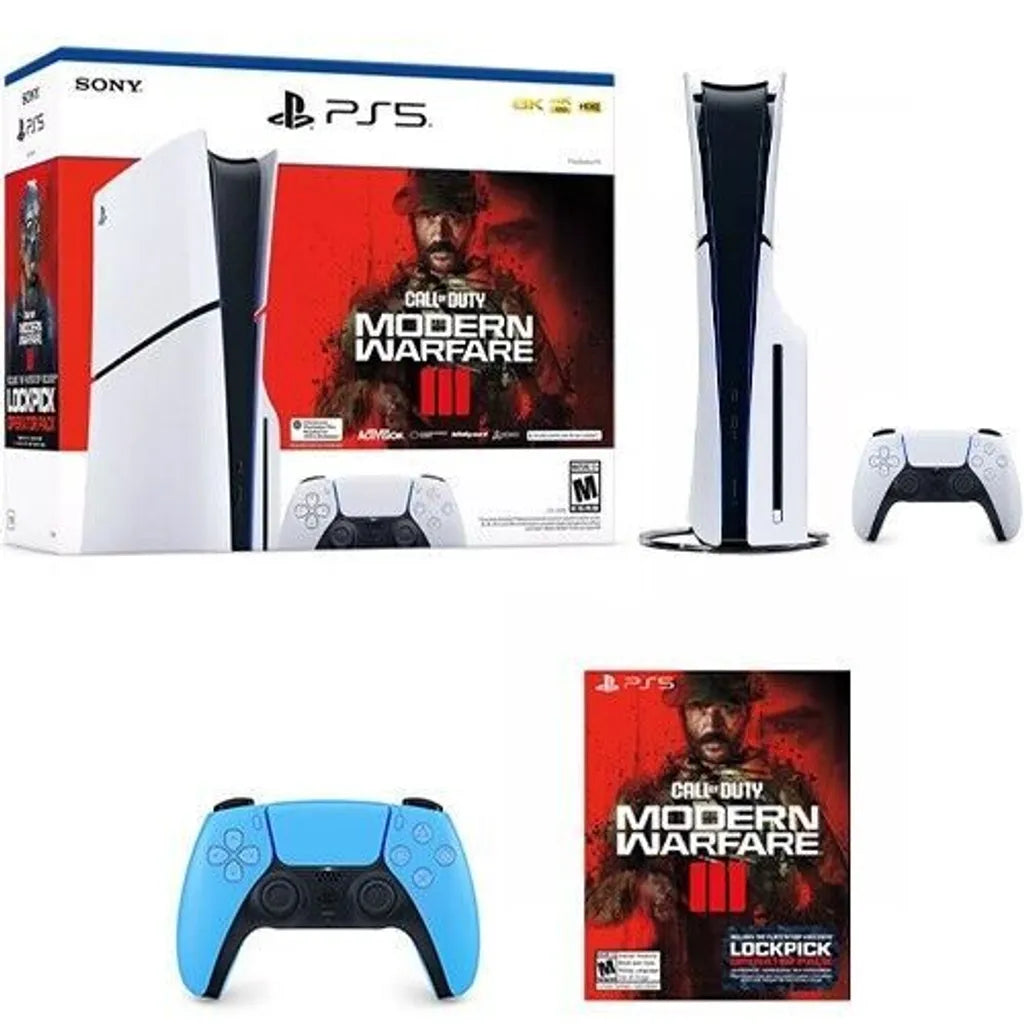 PS5 Slim Console Call of Duty: Modern Warfare III Bundle + PS5 Controller Blue